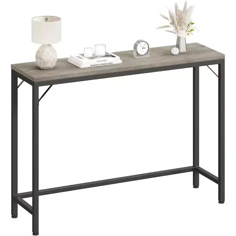 Modern Sofa Table,39.4 in Industrial Style Console Table for Behind Couch,Entryway or Hallway, Sturdy Metal Frame with Wooden Top,Space-Saving Design