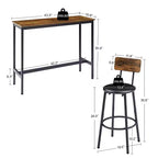 Ensemble de 3 pièces pour table à manger à hauteur de comptoir industrielle avec 2 tabourets à hauteur de comptoir en PU, pour cuisine ou bar à la maison peu encombrant - Panipeachy