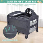 Acekool Berceau cododo 5 en 1 avec matelas à langer et jouet, parc portable pour nouveau-né et tout-petit, gris