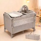 Acekool Berceau cododo 5 en 1 avec matelas à langer et jouet, parc portable pour nouveau-né et tout-petit, gris