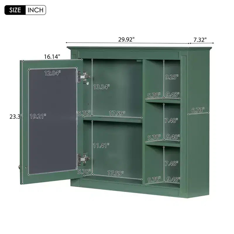 Meuble de salle de bain CASAINC 30 x 28 avec miroir et 3 étagères ouvertes, fixation murale (sans meuble-lavabo)
