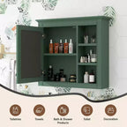Meuble de salle de bain CASAINC 30 x 28 avec miroir et 3 étagères ouvertes, fixation murale (sans meuble-lavabo)
