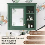 Meuble de salle de bain CASAINC 30 x 28 avec miroir et 3 étagères ouvertes, fixation murale (sans meuble-lavabo)