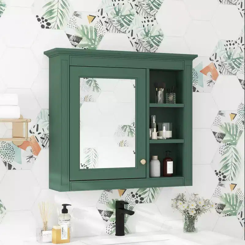 Meuble de salle de bain CASAINC 30 x 28 avec miroir et 3 étagères ouvertes, fixation murale (sans meuble-lavabo)
