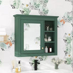 Meuble de salle de bain CASAINC 30 x 28 avec miroir et 3 étagères ouvertes, fixation murale (sans meuble-lavabo)