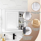 Meuble de salle de bain CASAINC 30 x 28 avec miroir et 3 étagères ouvertes, fixation murale (sans meuble-lavabo)