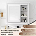 Meuble de salle de bain CASAINC 30 x 28 avec miroir et 3 étagères ouvertes, fixation murale (sans meuble-lavabo)