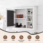 Meuble de salle de bain CASAINC 30 x 28 avec miroir et 3 étagères ouvertes, fixation murale (sans meuble-lavabo)