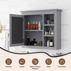 Meuble de salle de bain CASAINC 30 x 28 avec miroir et 3 étagères ouvertes, fixation murale (sans meuble-lavabo)