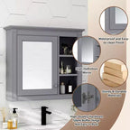 Meuble de salle de bain CASAINC 30 x 28 avec miroir et 3 étagères ouvertes, fixation murale (sans meuble-lavabo)