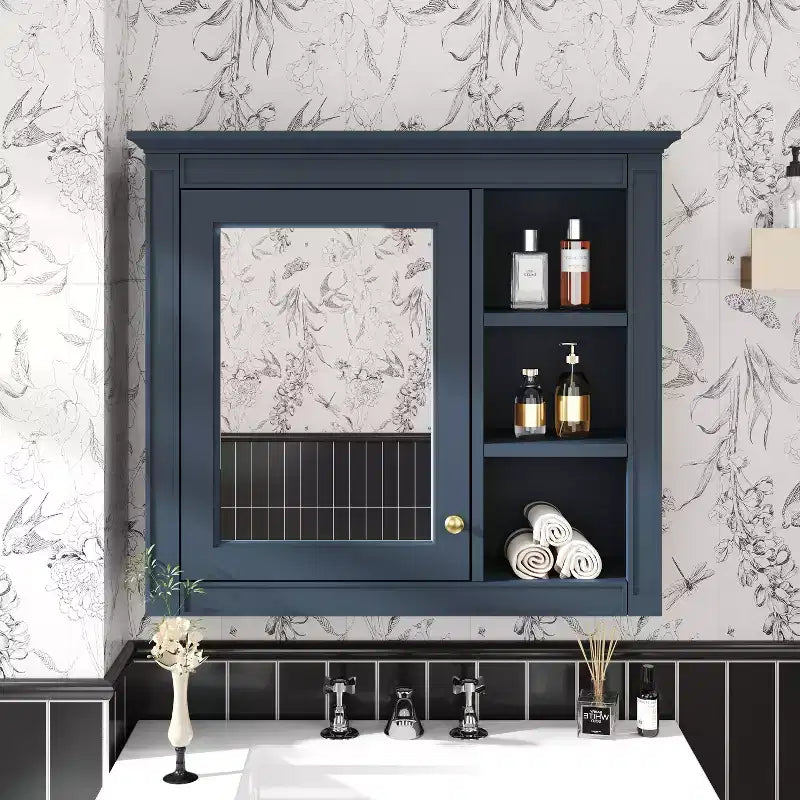 CASAINC 30 x 28 Bathroom Medicine Cabinet with Mirror and 3 Open Shelves, Wall-Mounted (No Vanity)