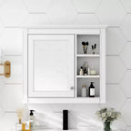 Meuble de salle de bain CASAINC 30 x 28 avec miroir et 3 étagères ouvertes, fixation murale (sans meuble-lavabo)