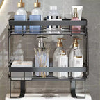 Over Toilet Storage Shelf No Drill Carbon Steel Bathroom Organizer, Single or Double Layer Freestanding Shelf Black