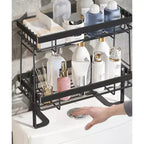 Étagère de rangement au-dessus des toilettes sans perçage, organiseur de salle de bain en acier au carbone, étagère autoportante simple ou double couche noire