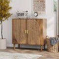 Shoe Cabinet with 2 Flip Drawers, 23.6 Walnut Hidden Shoe Storage Cabinet with Fluted Design, Freestanding Shoe Organizer Cabinet