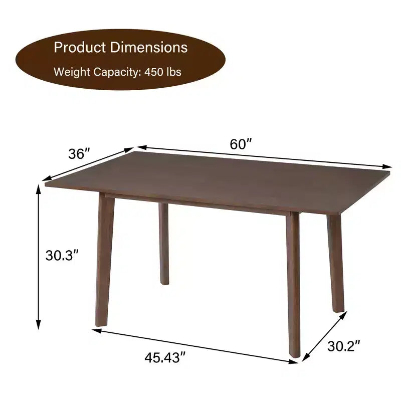 PexFix Table à manger rustique de ferme, cadre en bois massif, table à manger moderne minimaliste pour cuisine, salle à manger, salon