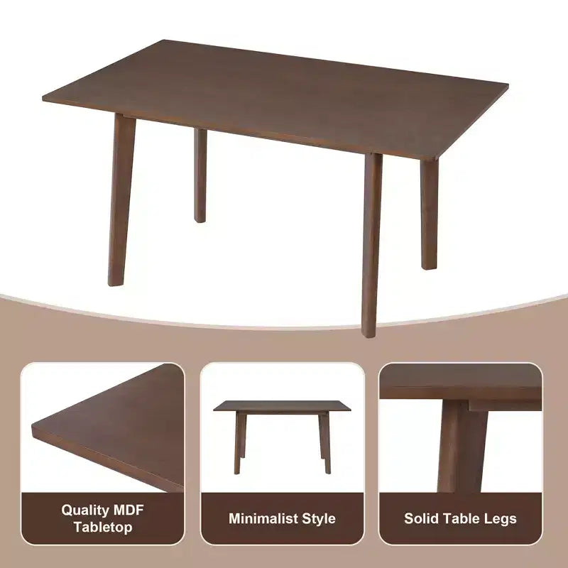PexFix Table à manger rustique de ferme, cadre en bois massif, table à manger moderne minimaliste pour cuisine, salle à manger, salon