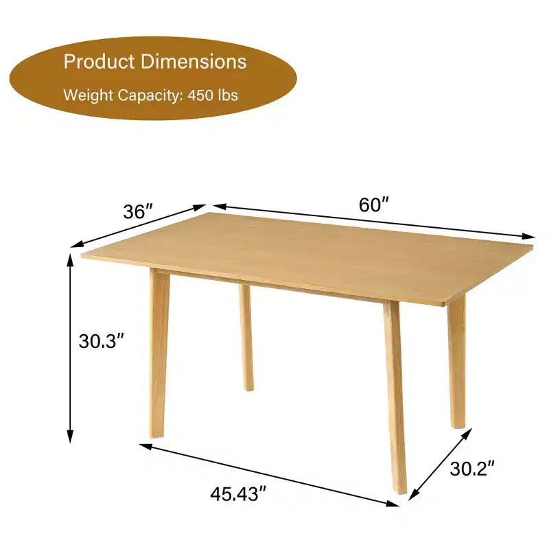 PexFix Table à manger rustique de ferme, cadre en bois massif, table à manger moderne minimaliste pour cuisine, salle à manger, salon