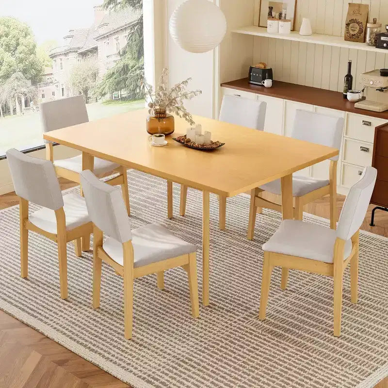PexFix Rustic Farmhouse Dining Table Solid Wood Frame Minimalist Modern Dining Table for Kitchen Dining Room Living Room