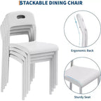 Lot de 2 chaises de salle à manger d'extérieur, chaises de cuisine empilables en plastique, pieds en acier, imperméables et résistantes aux taches, intérieur et extérieur