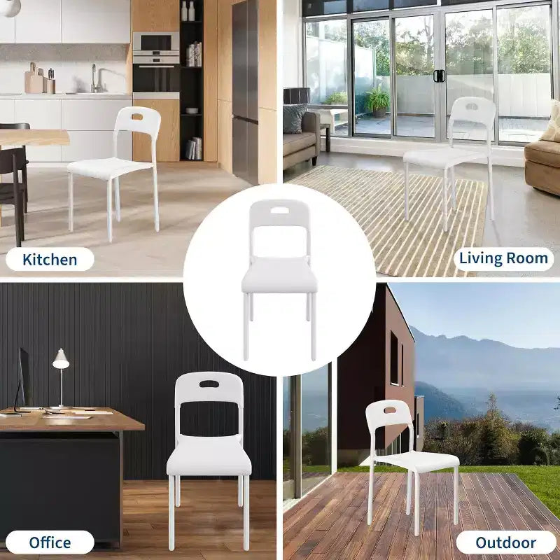 Lot de 2 chaises de salle à manger d'extérieur, chaises de cuisine empilables en plastique, pieds en acier, imperméables et résistantes aux taches, intérieur et extérieur