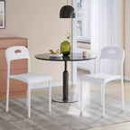 Lot de 2 chaises de salle à manger d'extérieur, chaises de cuisine empilables en plastique, pieds en acier, imperméables et résistantes aux taches, intérieur et extérieur