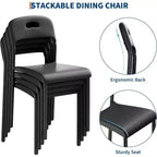 Lot de 2 chaises de salle à manger d'extérieur, chaises de cuisine empilables en plastique, pieds en acier, imperméables et résistantes aux taches, intérieur et extérieur