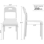 Lot de 2 chaises de salle à manger d'extérieur, chaises de cuisine empilables en plastique, pieds en acier, imperméables et résistantes aux taches, intérieur et extérieur