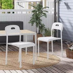 Lot de 2 chaises de salle à manger d'extérieur, chaises de cuisine empilables en plastique, pieds en acier, imperméables et résistantes aux taches, intérieur et extérieur