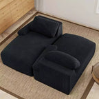 Canapé double méridienne surdimensionné 80 pouces en velours côtelé avec assise profonde et 2 oreillers, canapé-lit avec mousse haute densité