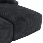 Canapé double méridienne surdimensionné 80 pouces en velours côtelé avec assise profonde et 2 oreillers, canapé-lit avec mousse haute densité