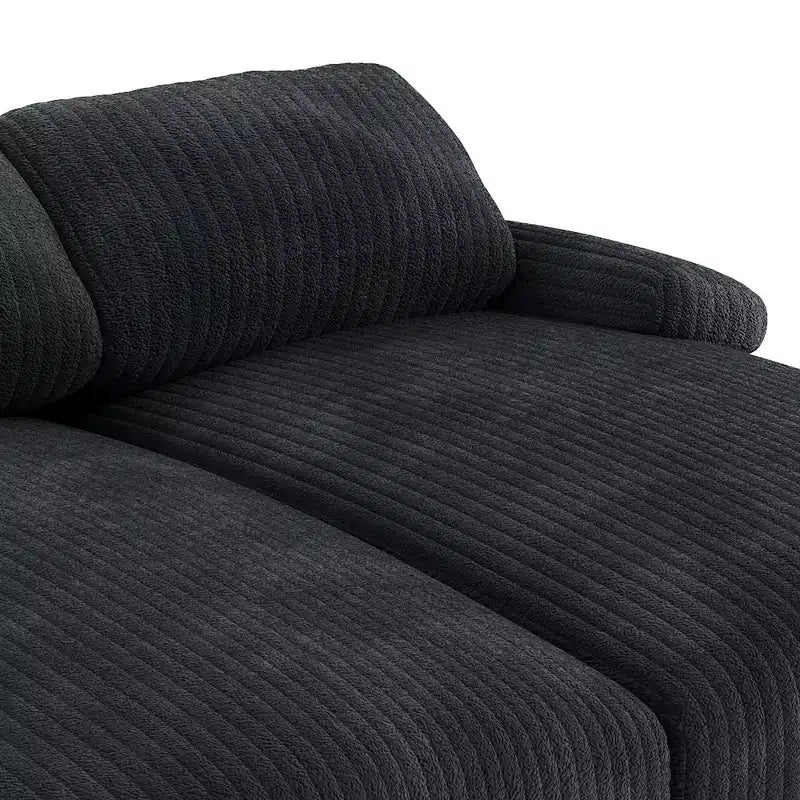 Canapé double méridienne surdimensionné 80 pouces en velours côtelé avec assise profonde et 2 oreillers, canapé-lit avec mousse haute densité