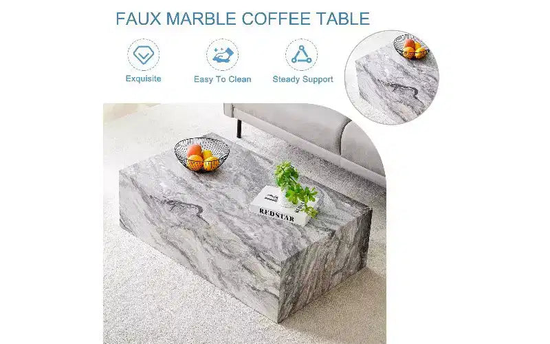 Table basse rectangulaire minimaliste TUYOHW, table de salon prête à l'emploi, table basse moderne en MDF avec texture naturelle