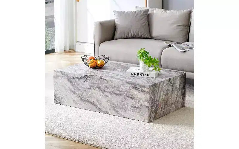 Table basse rectangulaire minimaliste TUYOHW, table de salon prête à l'emploi, table basse moderne en MDF avec texture naturelle