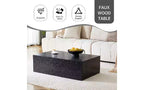 Table basse rectangulaire minimaliste TUYOHW, table de salon prête à l'emploi, table basse moderne en MDF avec texture naturelle