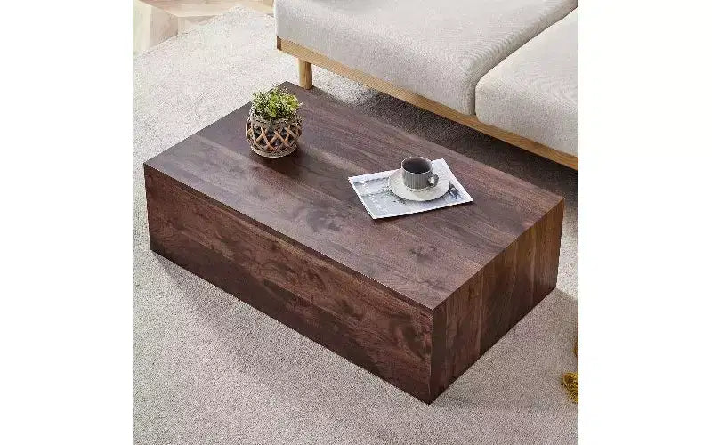 Table basse rectangulaire minimaliste TUYOHW, table de salon prête à l'emploi, table basse moderne en MDF avec texture naturelle