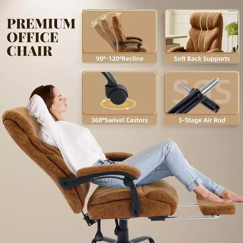Chaise de bureau ergonomique, chaise de gaming en PU, hauteur réglable, inclinaison de 90 à 135 degrés, dossier, roulettes pivotantes à 360 degrés, capacité de 158 kg pour le bureau