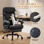 Chaise de bureau ergonomique, chaise de gaming en PU, hauteur réglable, inclinaison de 90 à 135 degrés, dossier, roulettes pivotantes à 360 degrés, capacité de 158 kg pour le bureau