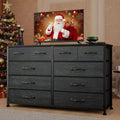 10 Drawer Fabric Dresser Black Wide Storage Chest for 50 inch TV Stand Entertainment Center for Bedroom Living Room Hallway and Entryway