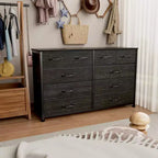 Commode en Tissu à 10 Tiroirs, Meuble de Rangement Noir Large pour Téléviseur de 50 Pouces, Meuble TV pour Chambre, Salon, Couloir et Entrée