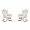 Set of 2 Upholstered Nursery Rocking Chairs, Padded Seat with High Backrest, Modern Accent Recliner for Living Room, Bedroom, Cozy Reading