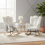 Lot de 2 fauteuils à bascule de crèche rembourrés, avec assise matelassée et dossier haut, fauteuil inclinable moderne pour salon, chambre à coucher, coin lecture confortable.