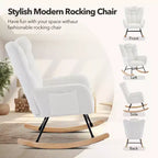 Lot de 2 fauteuils à bascule de crèche rembourrés, avec assise matelassée et dossier haut, fauteuil inclinable moderne pour salon, chambre à coucher, coin lecture confortable.