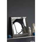 Miroir Mural Carré Argent Antique 60x60 cm avec Accents Floraux