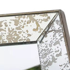 Miroir Mural Carré Argent Antique 60x60 cm avec Accents Floraux