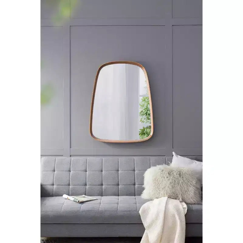 Miroir Mural Irrégulier 27 x 37 Pouces avec Cadre en Bois