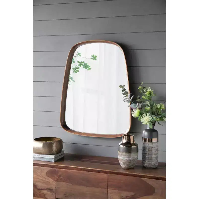 Miroir Mural Irrégulier 27 x 37 Pouces avec Cadre en Bois