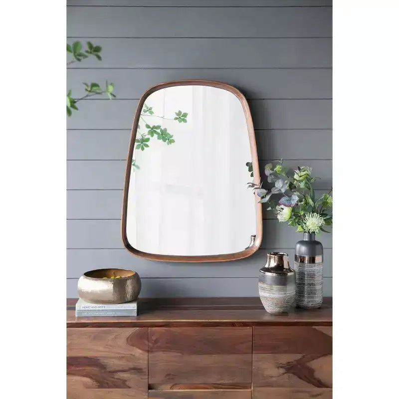 Miroir Mural Irrégulier 27 x 37 Pouces avec Cadre en Bois