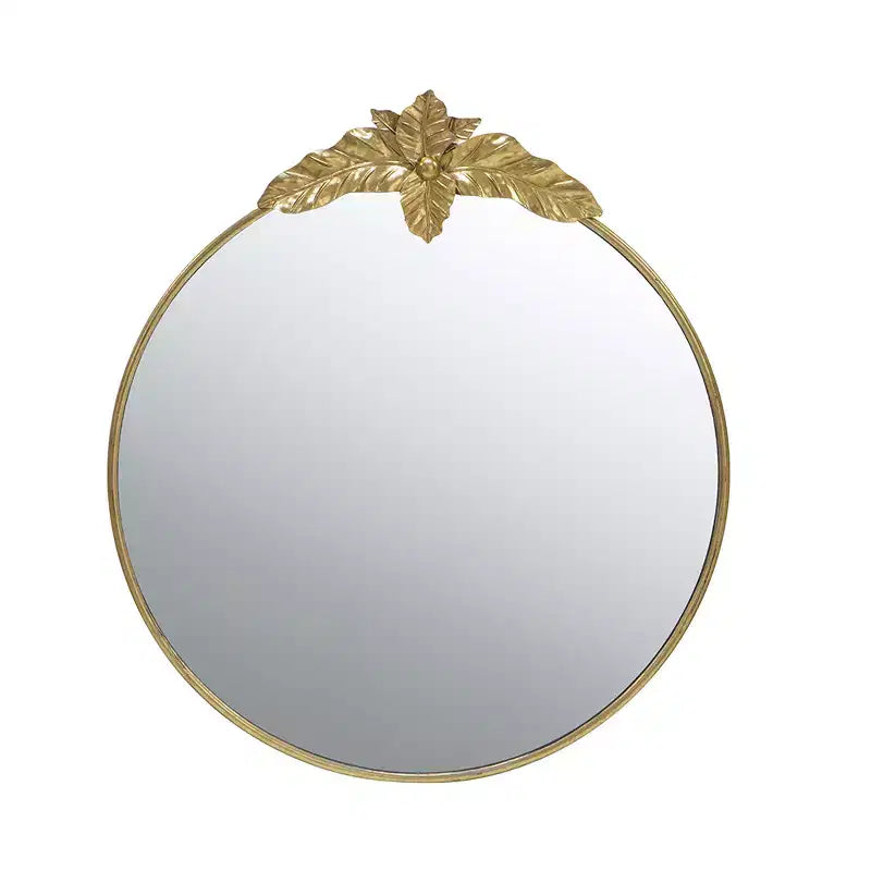 Grand miroir mural rond de 36 x 41 pouces avec cadre en métal doré
