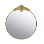 Grand miroir mural rond de 36 x 41 pouces avec cadre en métal doré